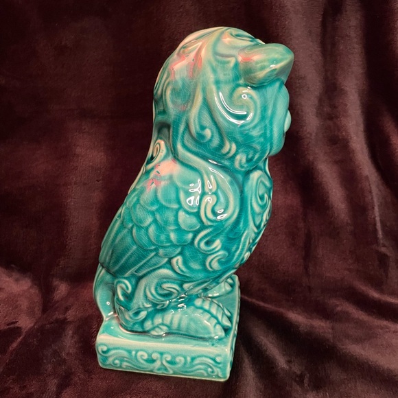 Rare Vintage 1980’s MCM Ceramic Teal Blue Owl Statue - Picture 4 of 9